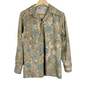 Vintage 70s Hippie Button Front Shirt Size Medium